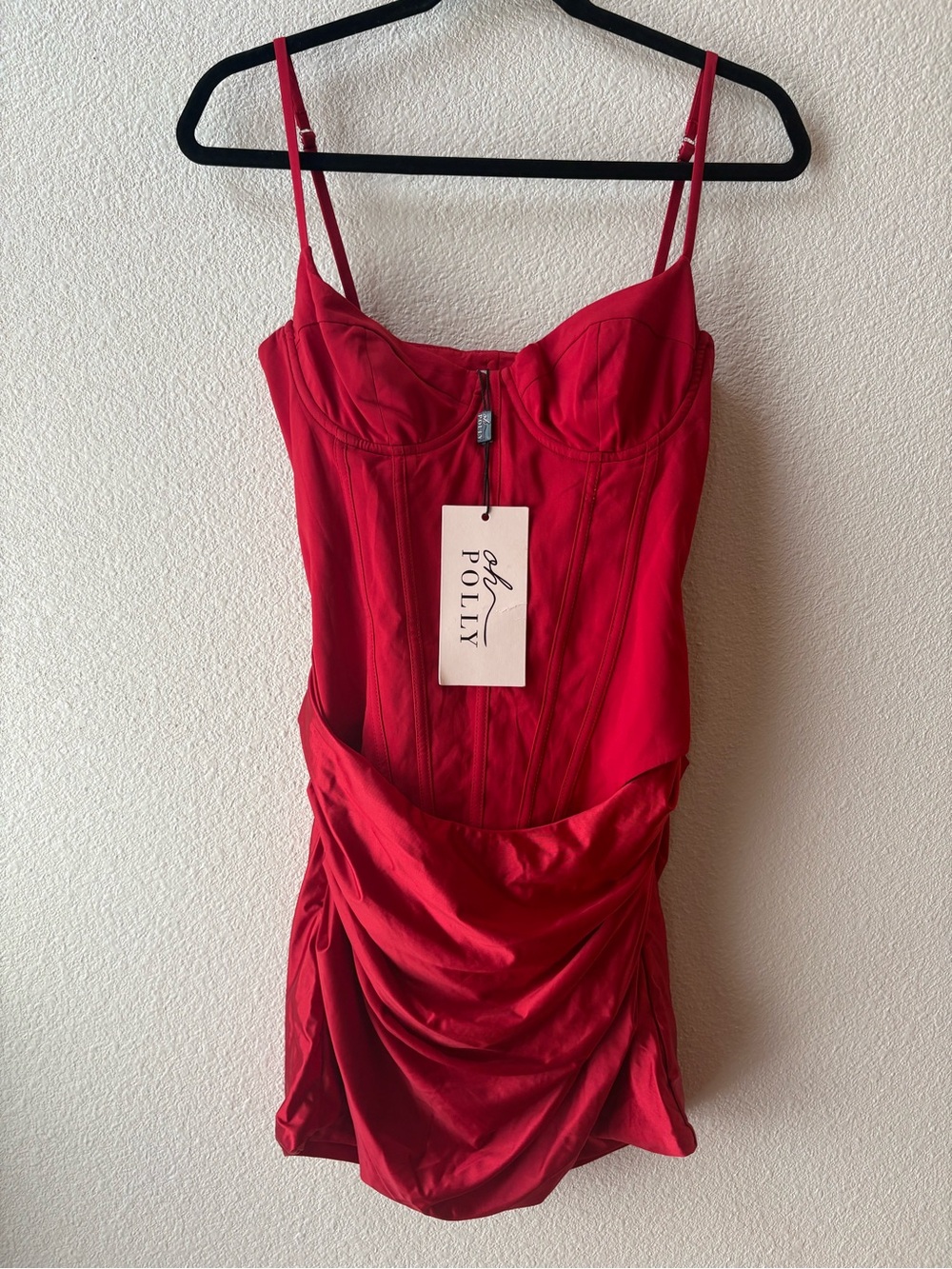 Oh Polly Lovella Draped Corset Mini Dress in Red - Picture 5 of 8